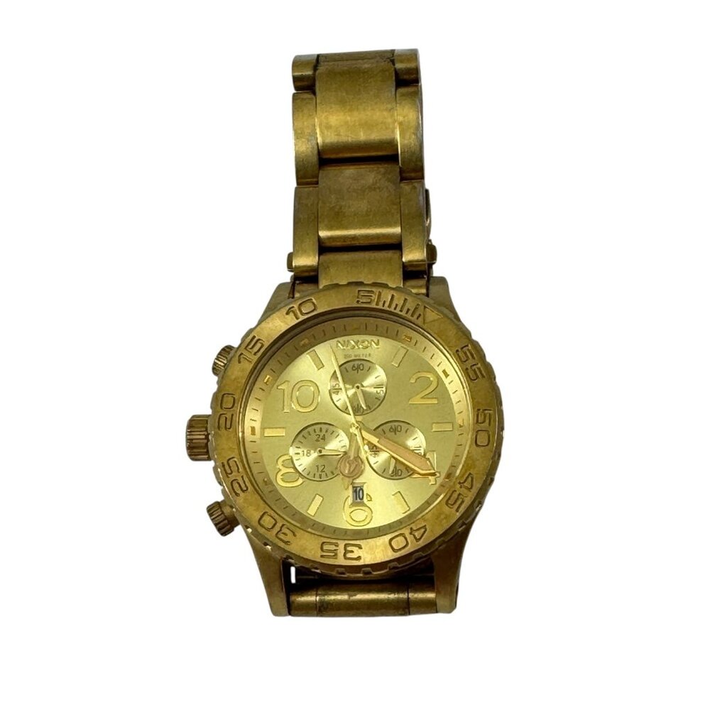 Nixon Gold Tone Watch Minimize 42-40 Chrono Japan Movement Chronograph A037-502
